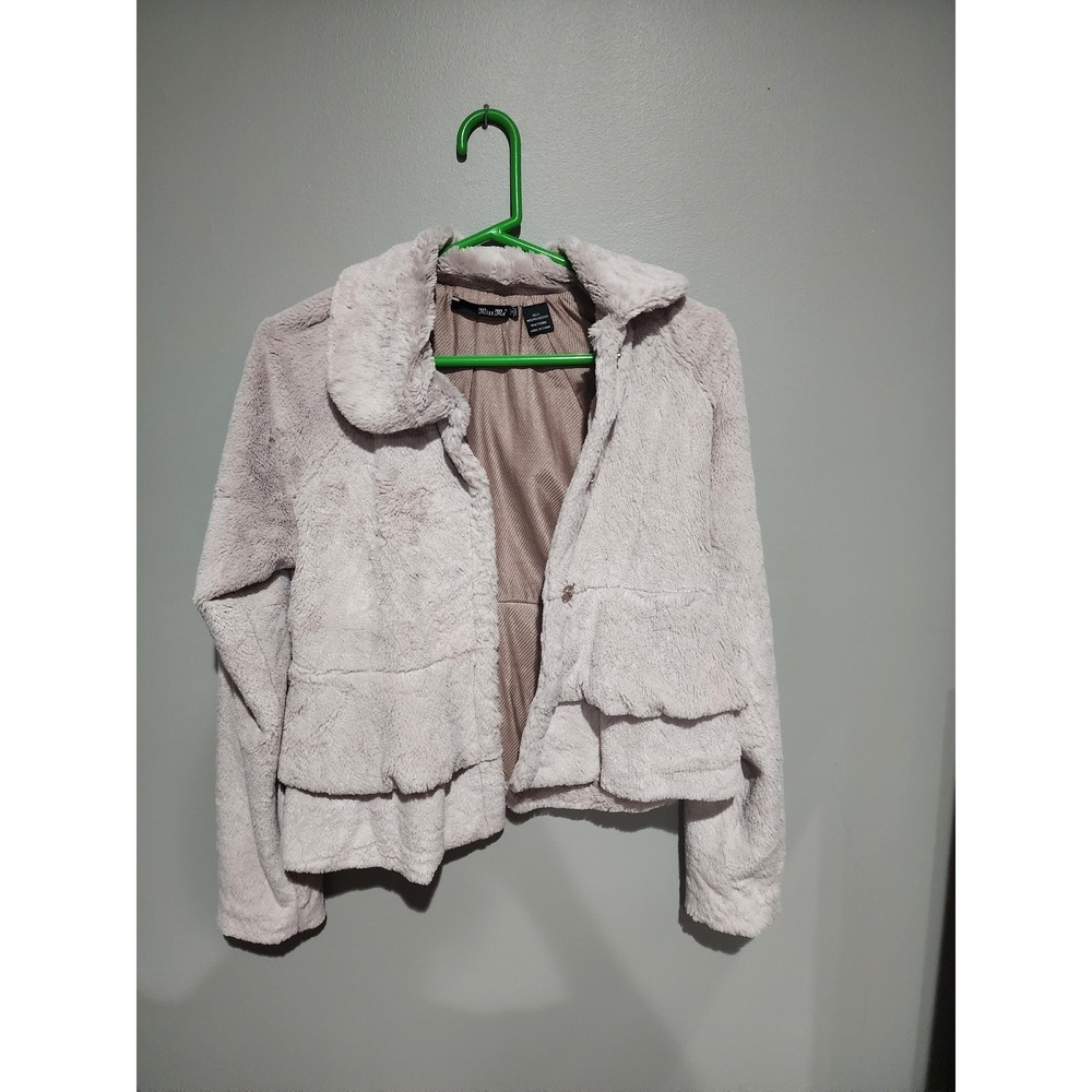 Miss Me Women Mauve Pink Faux Fur Tiered Ruffle Cropped Jacket Small RN112568